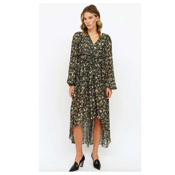 ROCOCO SAND X Revolve Flora Hi-Lo Maxi Dress in Green Floral Print - Picture 1 of 11